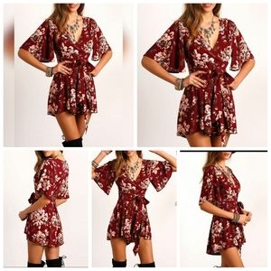 V Neck Floral Jumpsuit